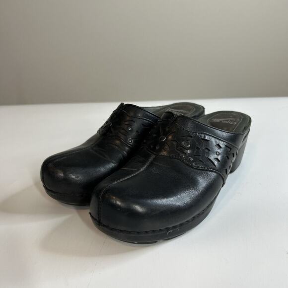 Dansko Shyanne Leather Black Clogs Mules Slip On Shoes Women's Size 39 8.5 9 - Picture 1 of 9